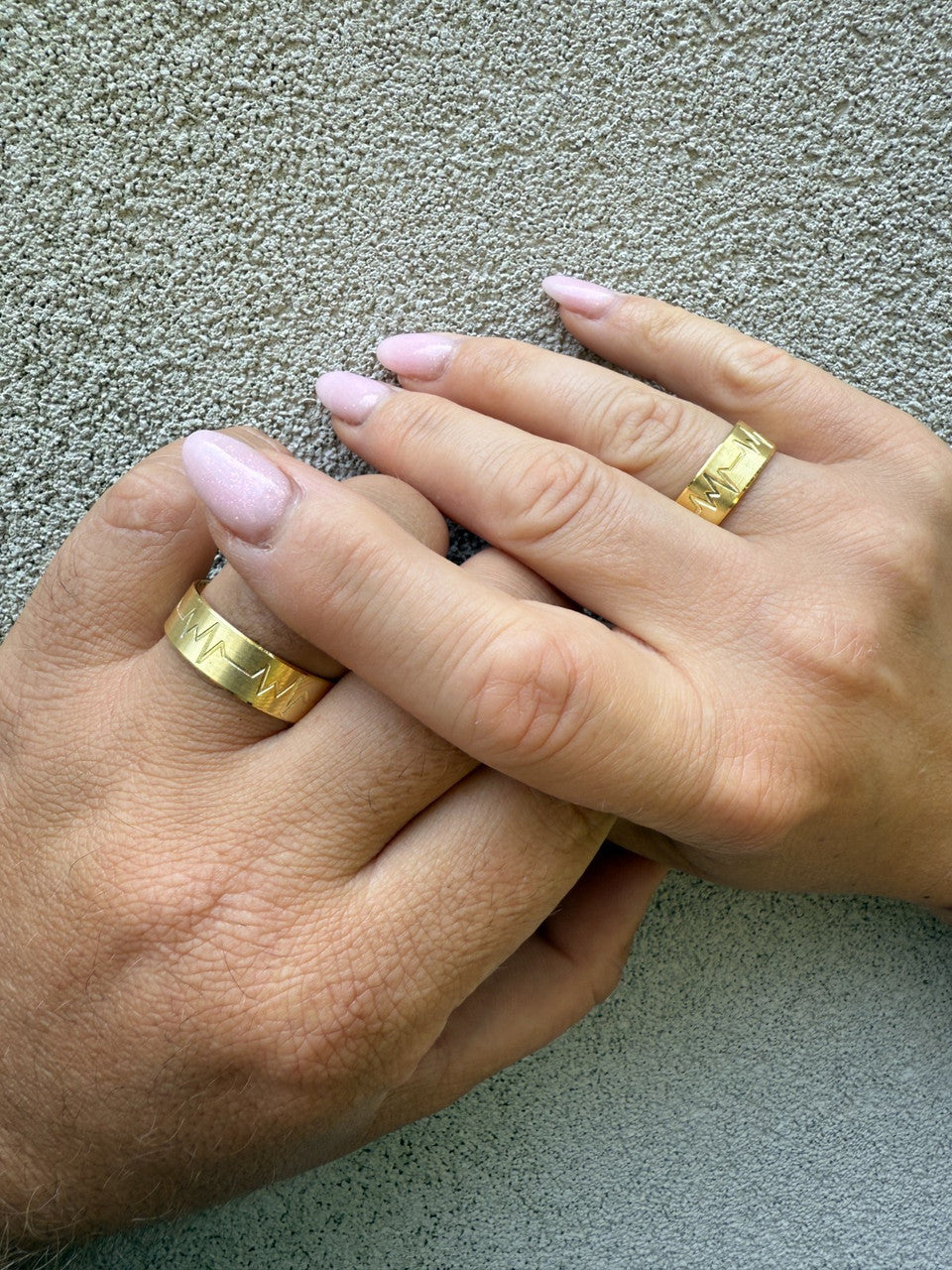 Heartbeat Pulse Wedding Band Ring - 14k Gold Vermeil 925 Silver - Plain