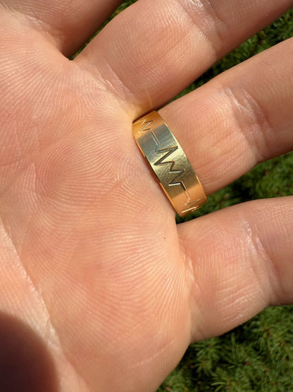 Heartbeat Pulse Wedding Band Ring - 14k Gold Vermeil 925 Silver - Plain