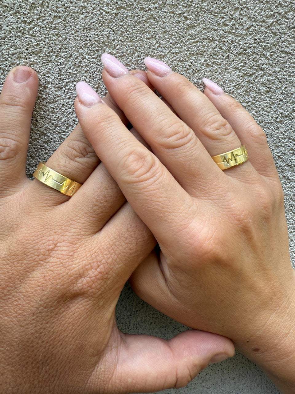 Heartbeat Pulse Wedding Band Ring - 14k Gold Vermeil 925 Silver - Plain