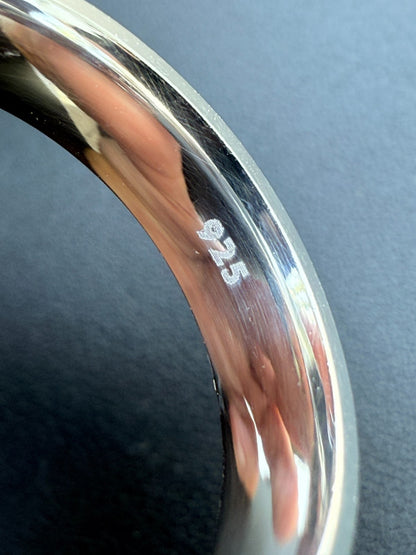 Scraped Brushed Wedding Band Ring - 925 Silver - Plain