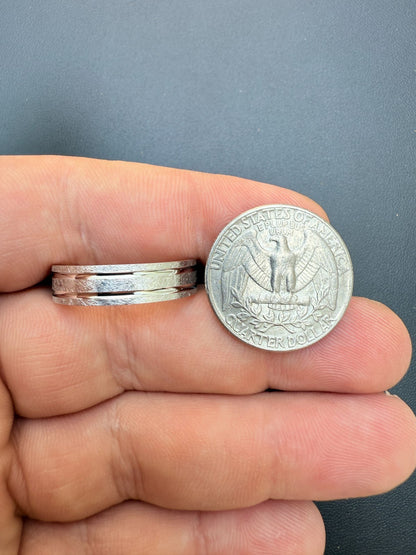 Scraped Brushed Wedding Band Ring - 925 Silver - Plain