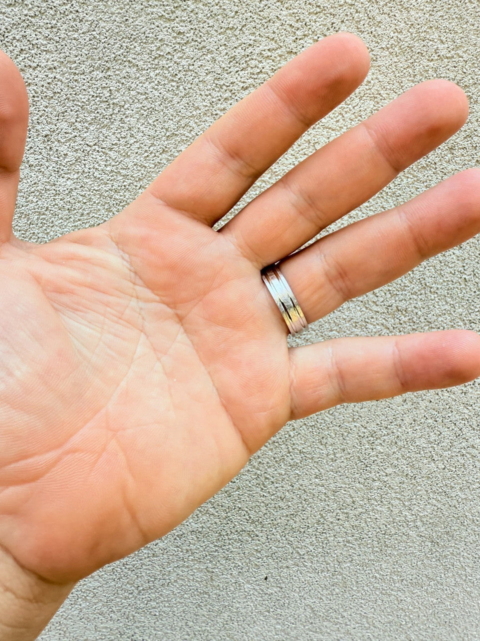 Scraped Brushed Wedding Band Ring - 925 Silver - Plain