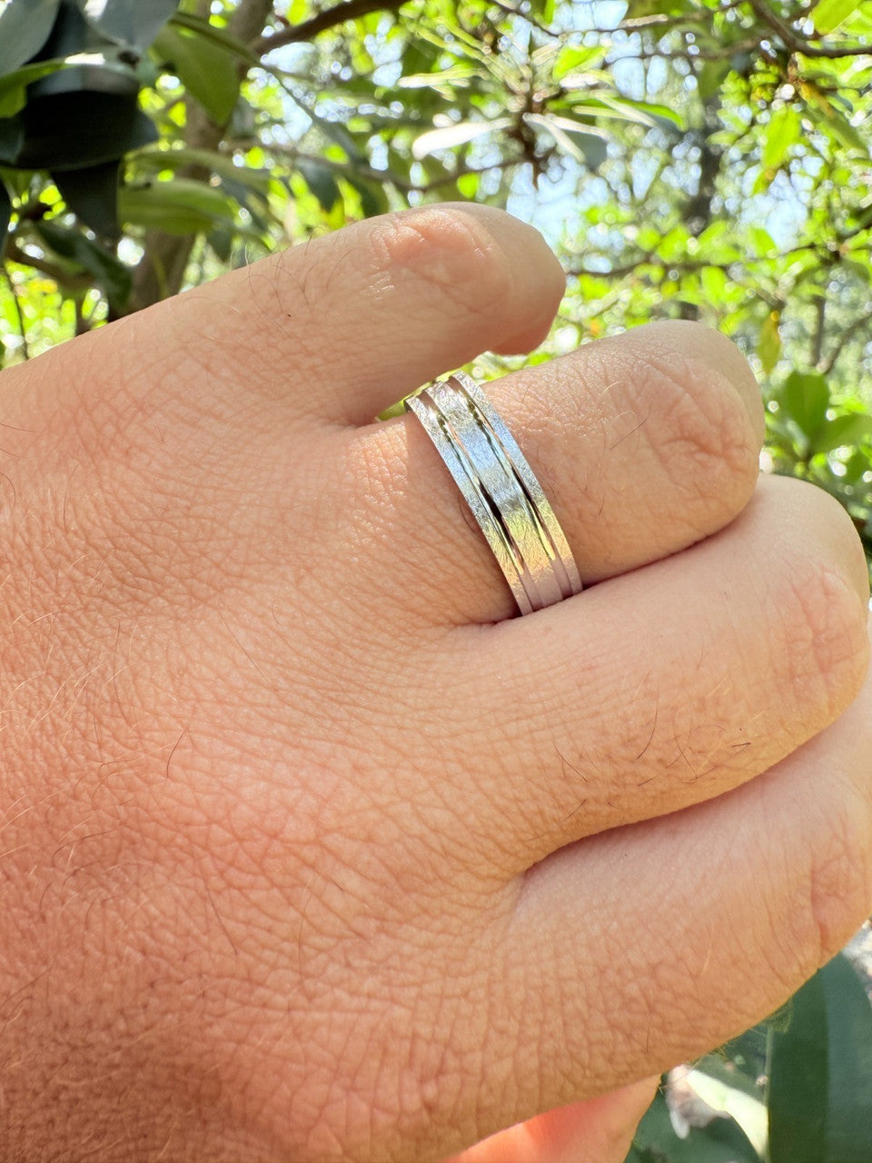 Scraped Brushed Wedding Band Ring - 925 Silver - Plain