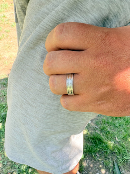 Scraped Brushed Wedding Band Ring - 925 Silver - Plain