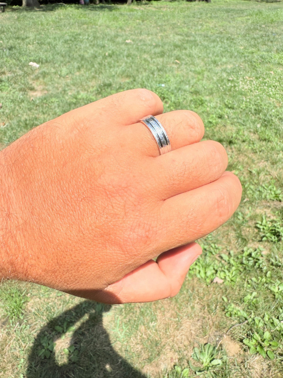 Scraped Brushed Wedding Band Ring - 925 Silver - Plain