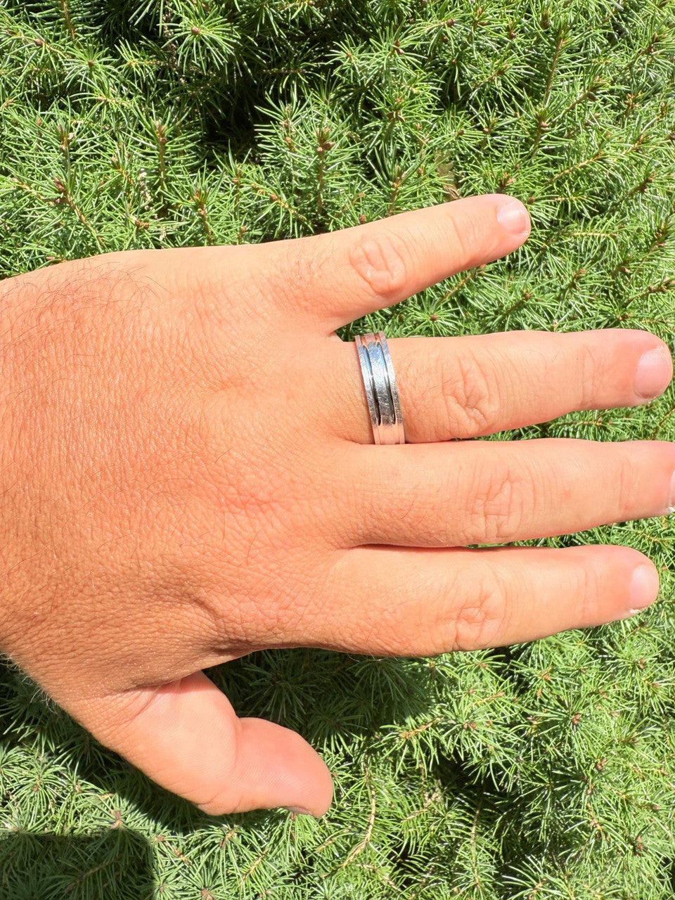 Scraped Brushed Wedding Band Ring - 925 Silver - Plain