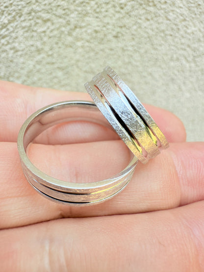Scraped Brushed Wedding Band Ring - 925 Silver - Plain