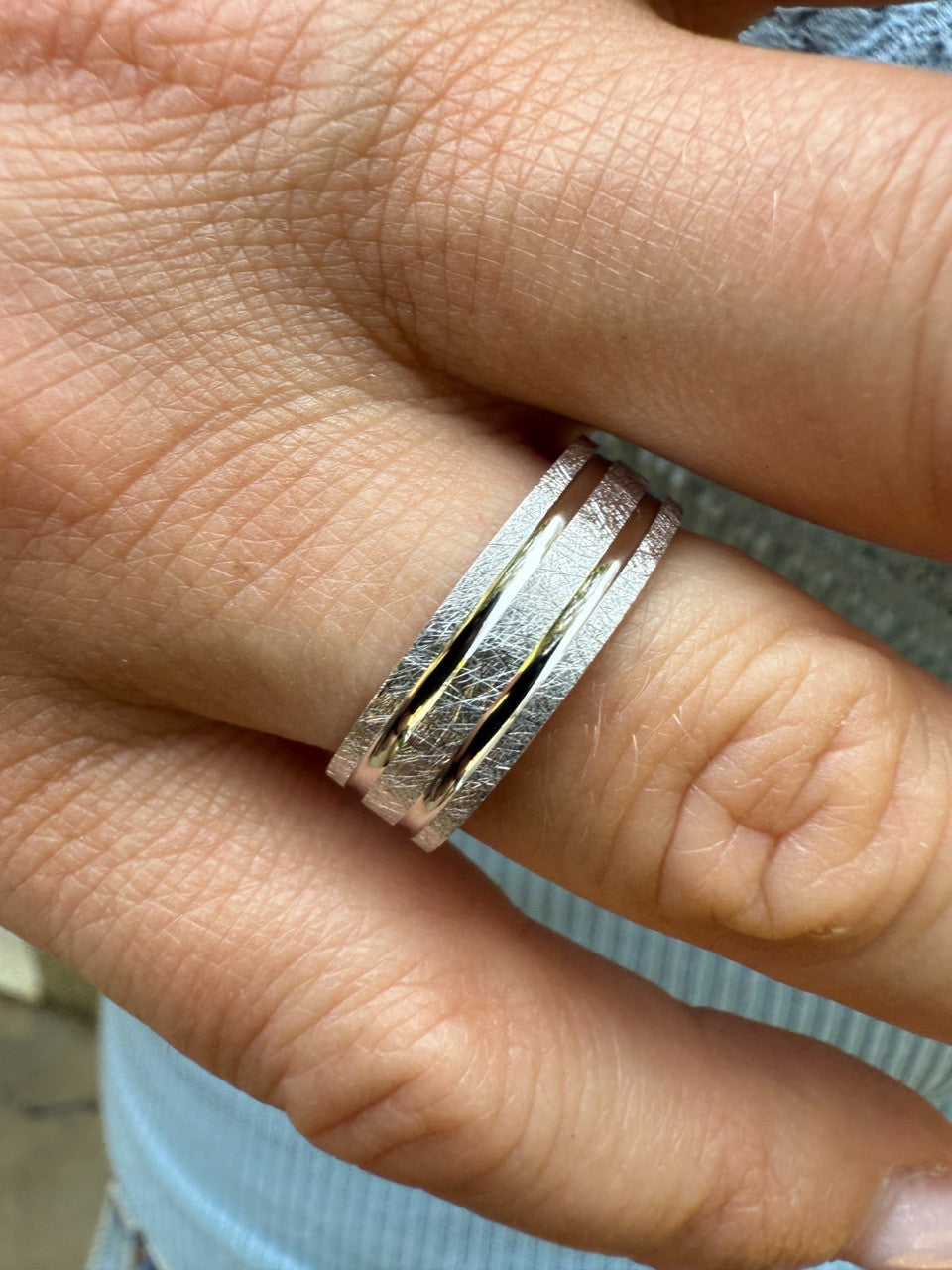 Scraped Brushed Wedding Band Ring - 925 Silver - Plain