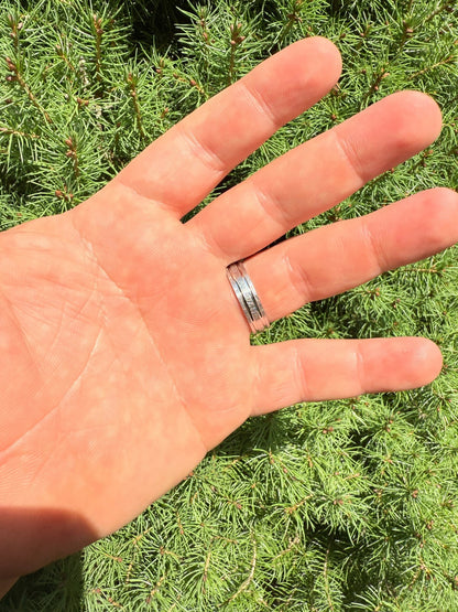 Scraped Brushed Wedding Band Ring - 925 Silver - Plain