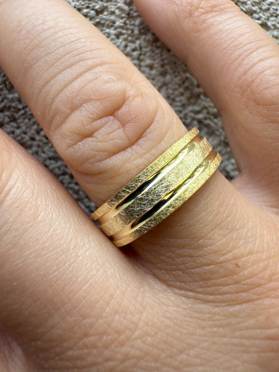 Scraped Brushed Wedding Band Ring - 14k Gold Vermeil 925 Silver - Plain