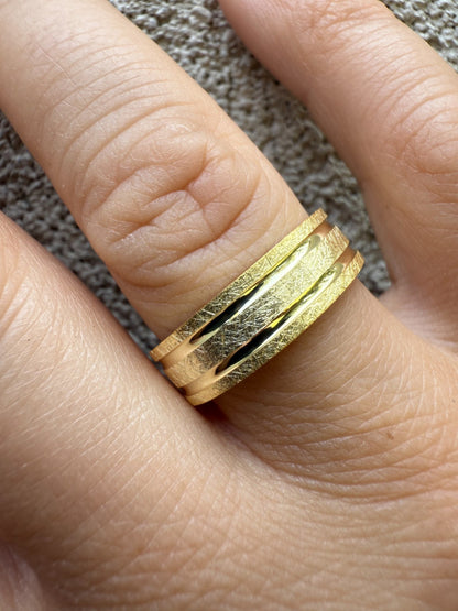 Scraped Brushed Wedding Band Ring - 14k Gold Vermeil 925 Silver - Plain