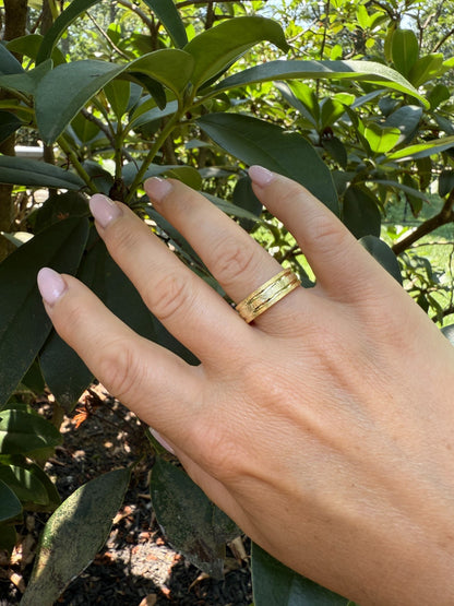 Scraped Brushed Wedding Band Ring - 14k Gold Vermeil 925 Silver - Plain