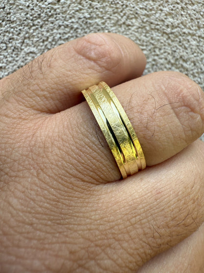 Scraped Brushed Wedding Band Ring - 14k Gold Vermeil 925 Silver - Plain