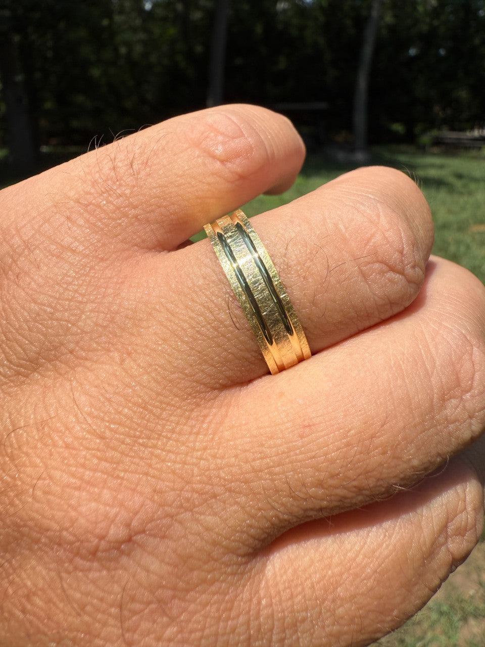 Scraped Brushed Wedding Band Ring - 14k Gold Vermeil 925 Silver - Plain