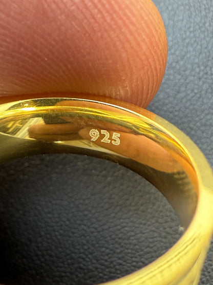 Scraped Brushed Wedding Band Ring - 14k Gold Vermeil 925 Silver - Plain