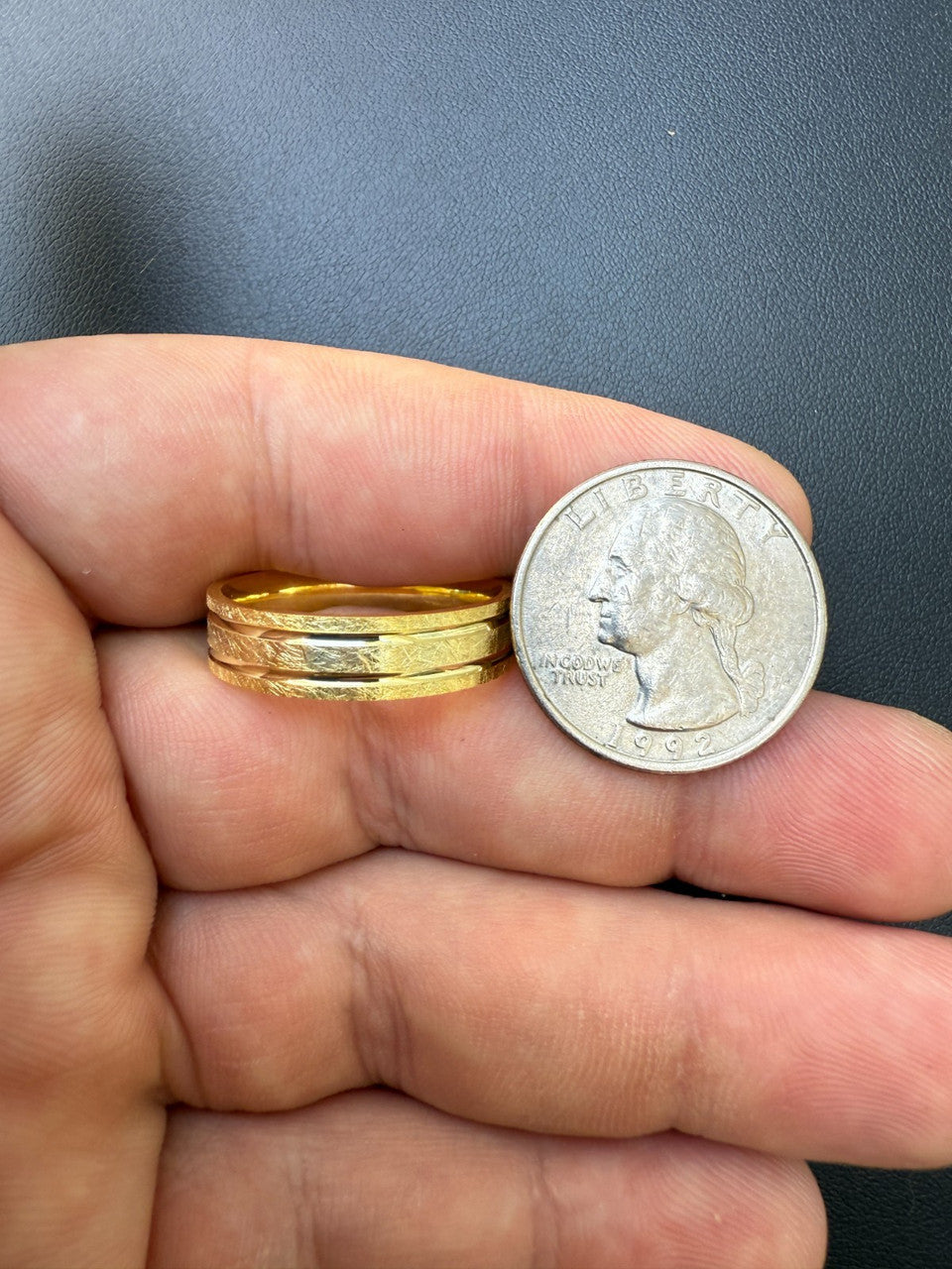 Scraped Brushed Wedding Band Ring - 14k Gold Vermeil 925 Silver - Plain