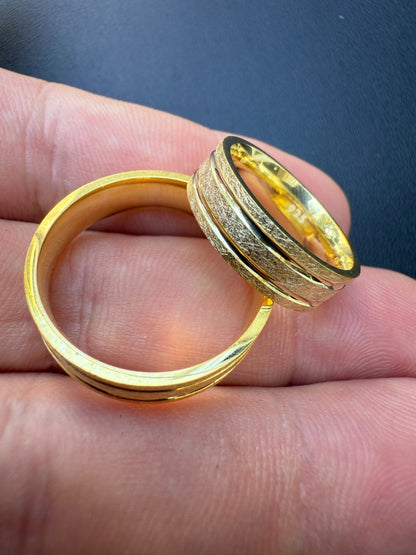 Scraped Brushed Wedding Band Ring - 14k Gold Vermeil 925 Silver - Plain