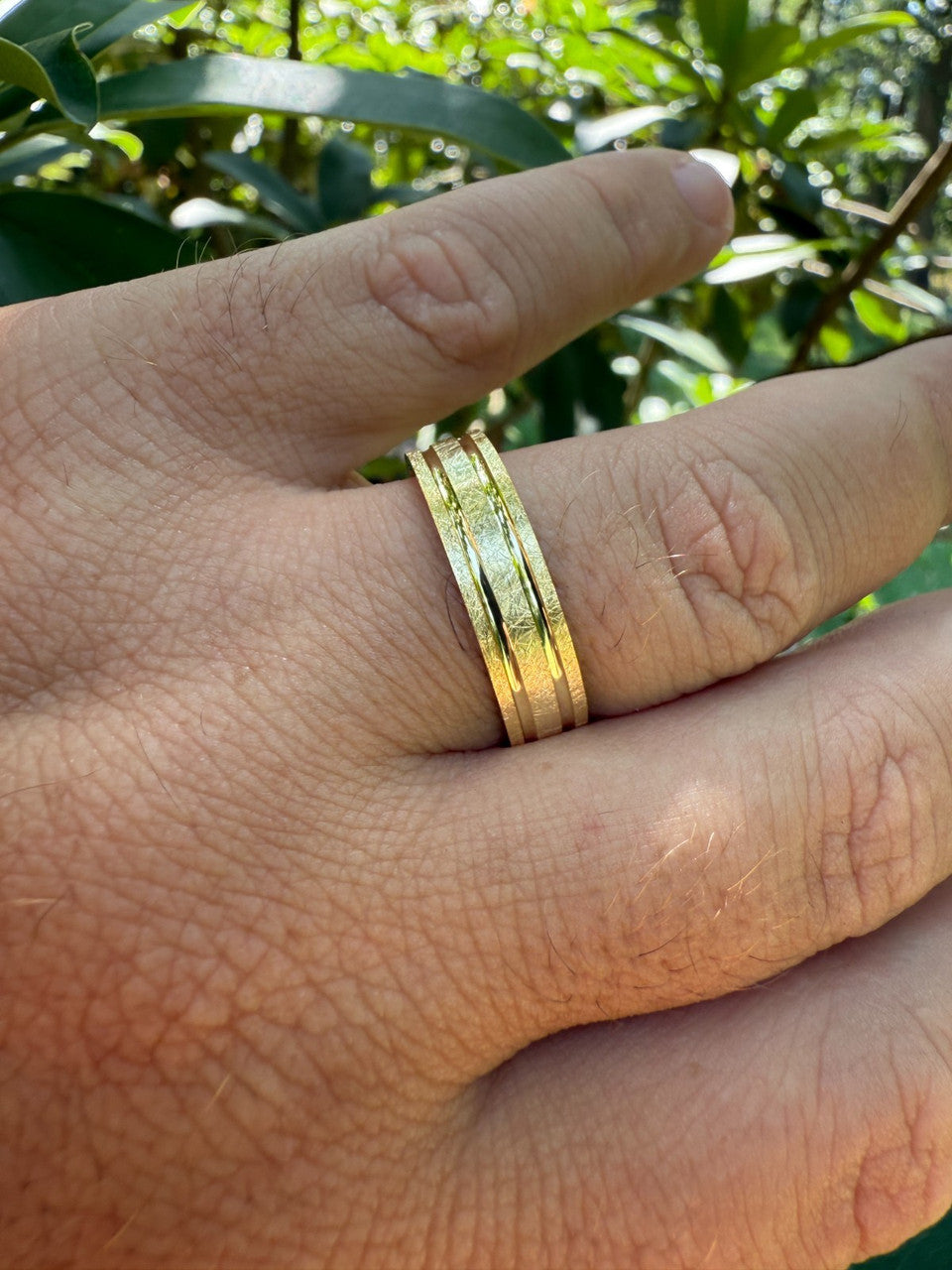 Scraped Brushed Wedding Band Ring - 14k Gold Vermeil 925 Silver - Plain