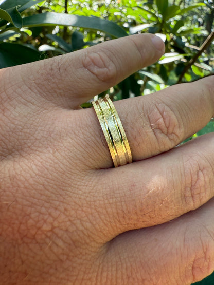 Scraped Brushed Wedding Band Ring - 14k Gold Vermeil 925 Silver - Plain