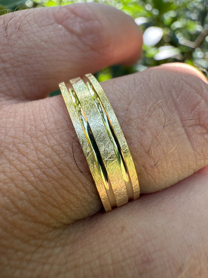 Scraped Brushed Wedding Band Ring - 14k Gold Vermeil 925 Silver - Plain