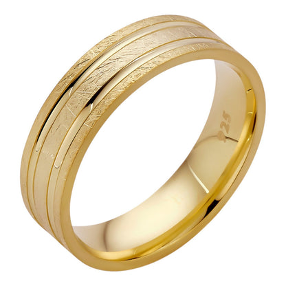 Scraped Brushed Wedding Band Ring - 14k Gold Vermeil 925 Silver - Plain