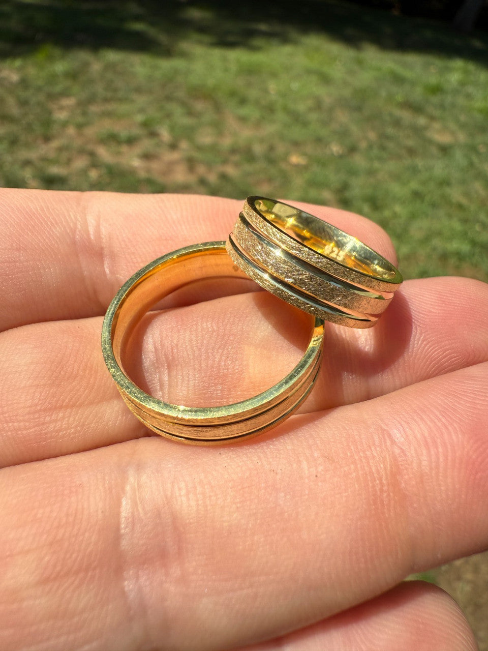 Scraped Brushed Wedding Band Ring - 14k Gold Vermeil 925 Silver - Plain