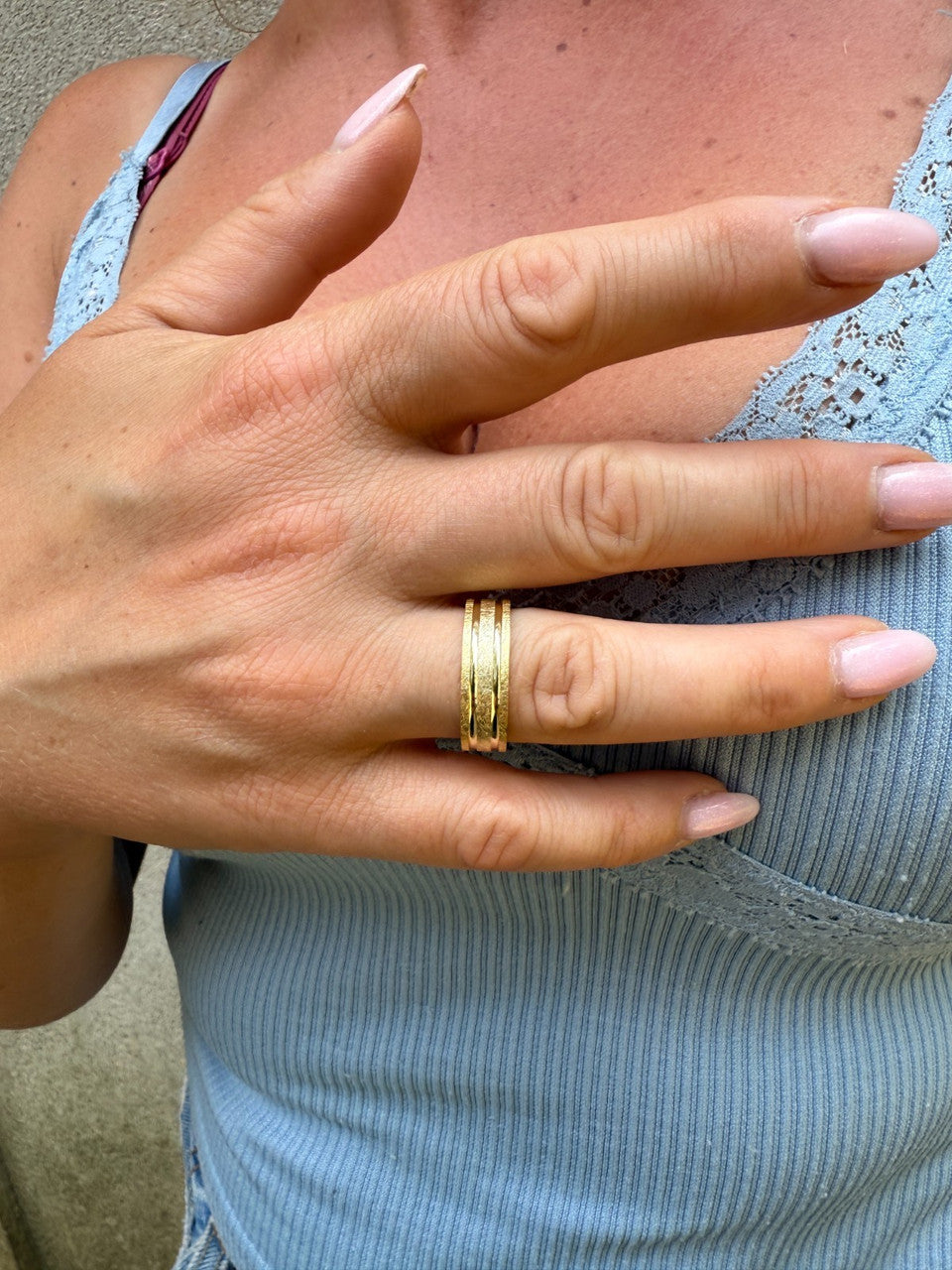 Scraped Brushed Wedding Band Ring - 14k Gold Vermeil 925 Silver - Plain