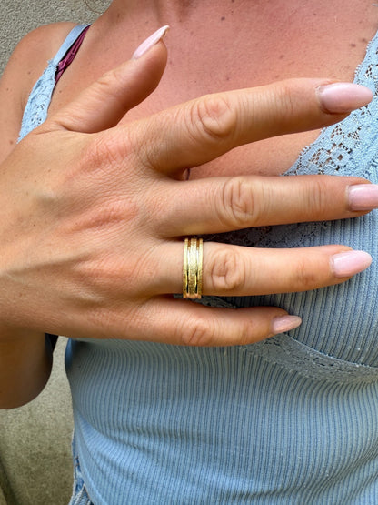 Scraped Brushed Wedding Band Ring - 14k Gold Vermeil 925 Silver - Plain