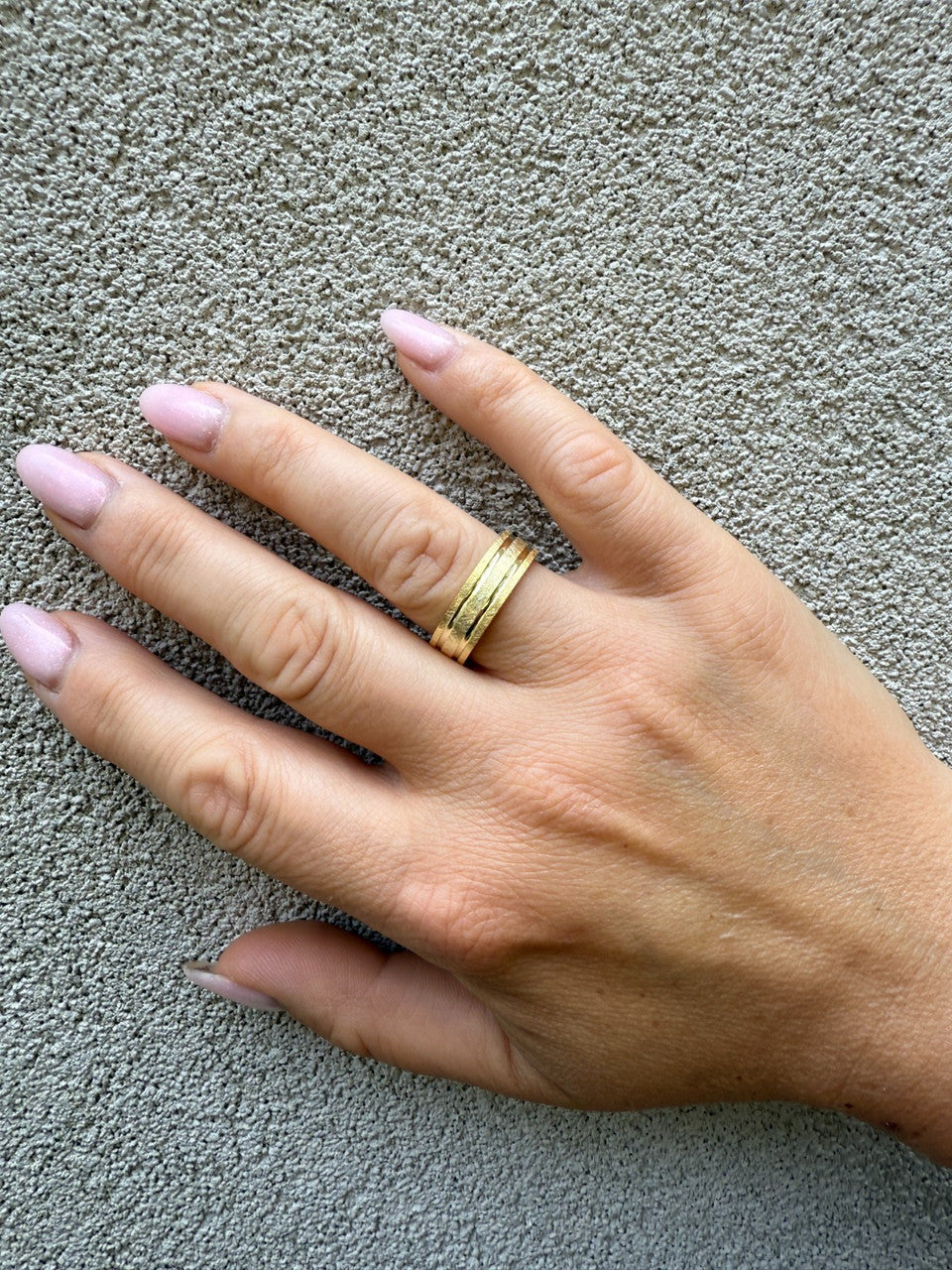 Scraped Brushed Wedding Band Ring - 14k Gold Vermeil 925 Silver - Plain