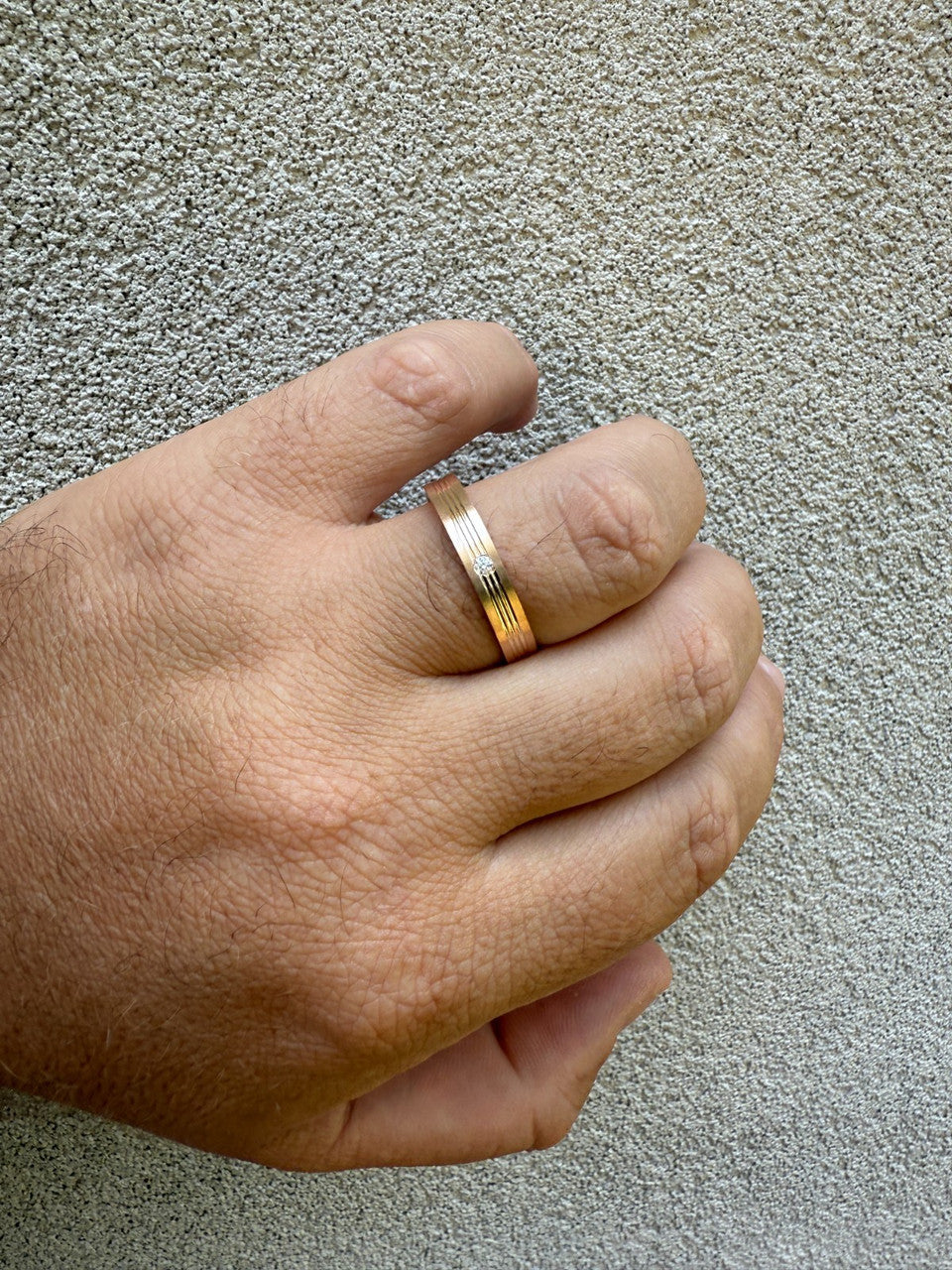 MOISSANITE Solitaire Wedding Band Ring - 14k Rose Gold Vermeil 925 Silver