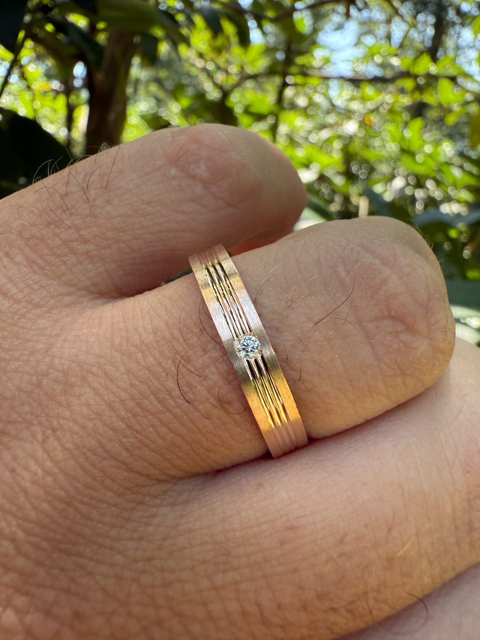 MOISSANITE Solitaire Wedding Band Ring - 14k Rose Gold Vermeil 925 Silver