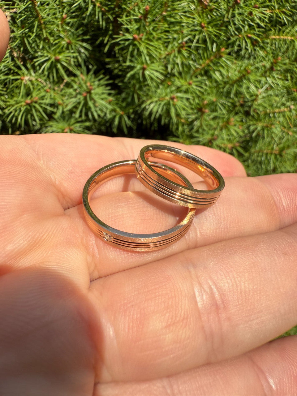 MOISSANITE Solitaire Wedding Band Ring - 14k Rose Gold Vermeil 925 Silver