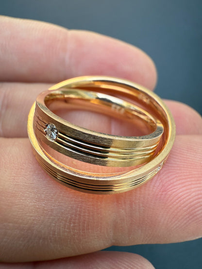 MOISSANITE Solitaire Wedding Band Ring - 14k Rose Gold Vermeil 925 Silver