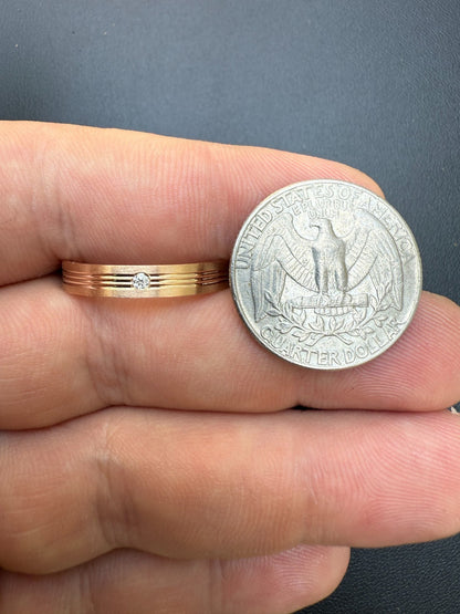 MOISSANITE Solitaire Wedding Band Ring - 14k Rose Gold Vermeil 925 Silver