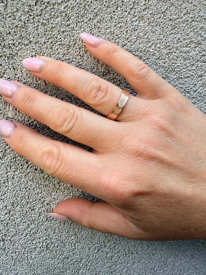 MOISSANITE Solitaire Wedding Band Ring - 14k Rose Gold Vermeil 925 Silver