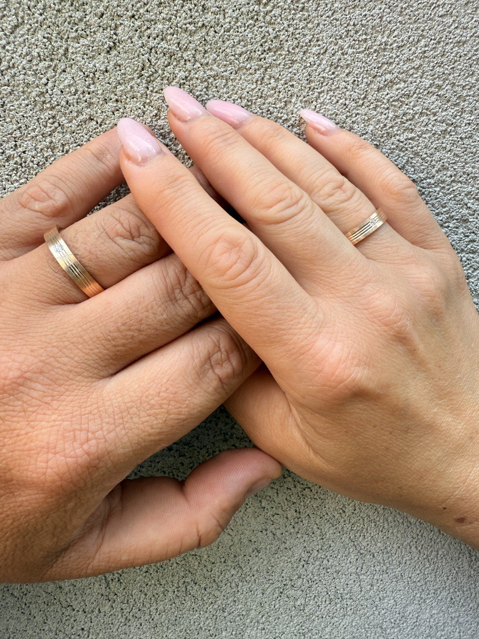 MOISSANITE Solitaire Wedding Band Ring - 14k Rose Gold Vermeil 925 Silver