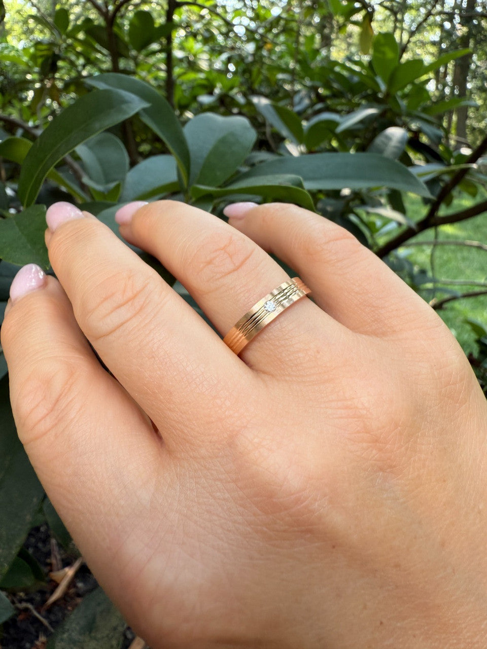 MOISSANITE Solitaire Wedding Band Ring - 14k Rose Gold Vermeil 925 Silver