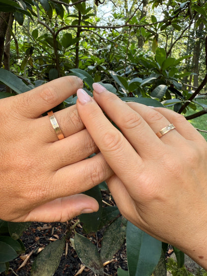 MOISSANITE Solitaire Wedding Band Ring - 14k Rose Gold Vermeil 925 Silver