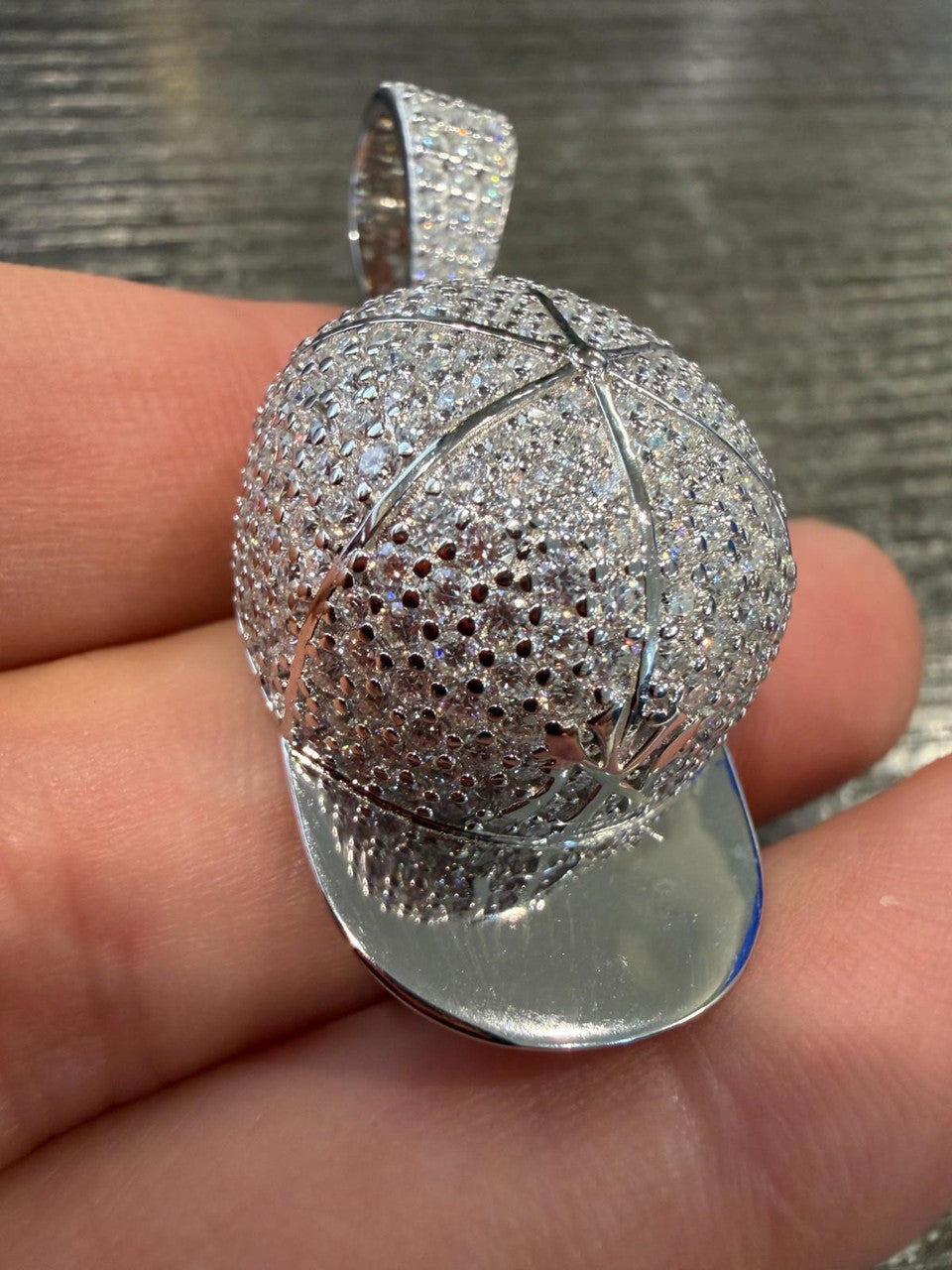 MOISSANITE New York Yankees Fitted Cap Iced Out Pendant - 14k Gold Vermeil Or 925 Silver - Medium 2"