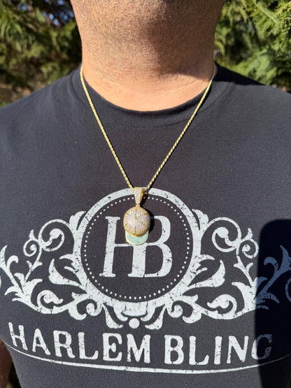 MOISSANITE New York Yankees Fitted Cap Iced Out Pendant - 14k Gold Vermeil Or 925 Silver - Medium 2"