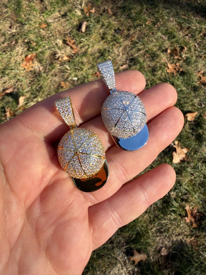 MOISSANITE New York Yankees Fitted Cap Iced Out Pendant - 14k Gold Vermeil Or 925 Silver - Medium 2"