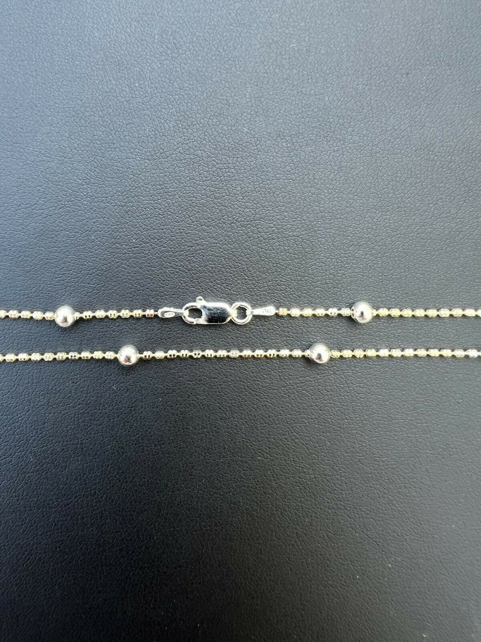 14k Gold and Real 925 Silver Diamond Cut Ice Sparkle Rope Beaded Chain Necklace