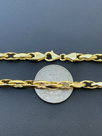 14k Gold Over 925 Silver 5mm Custom Anchor Rolo Link Chain Necklace Or Bracelet