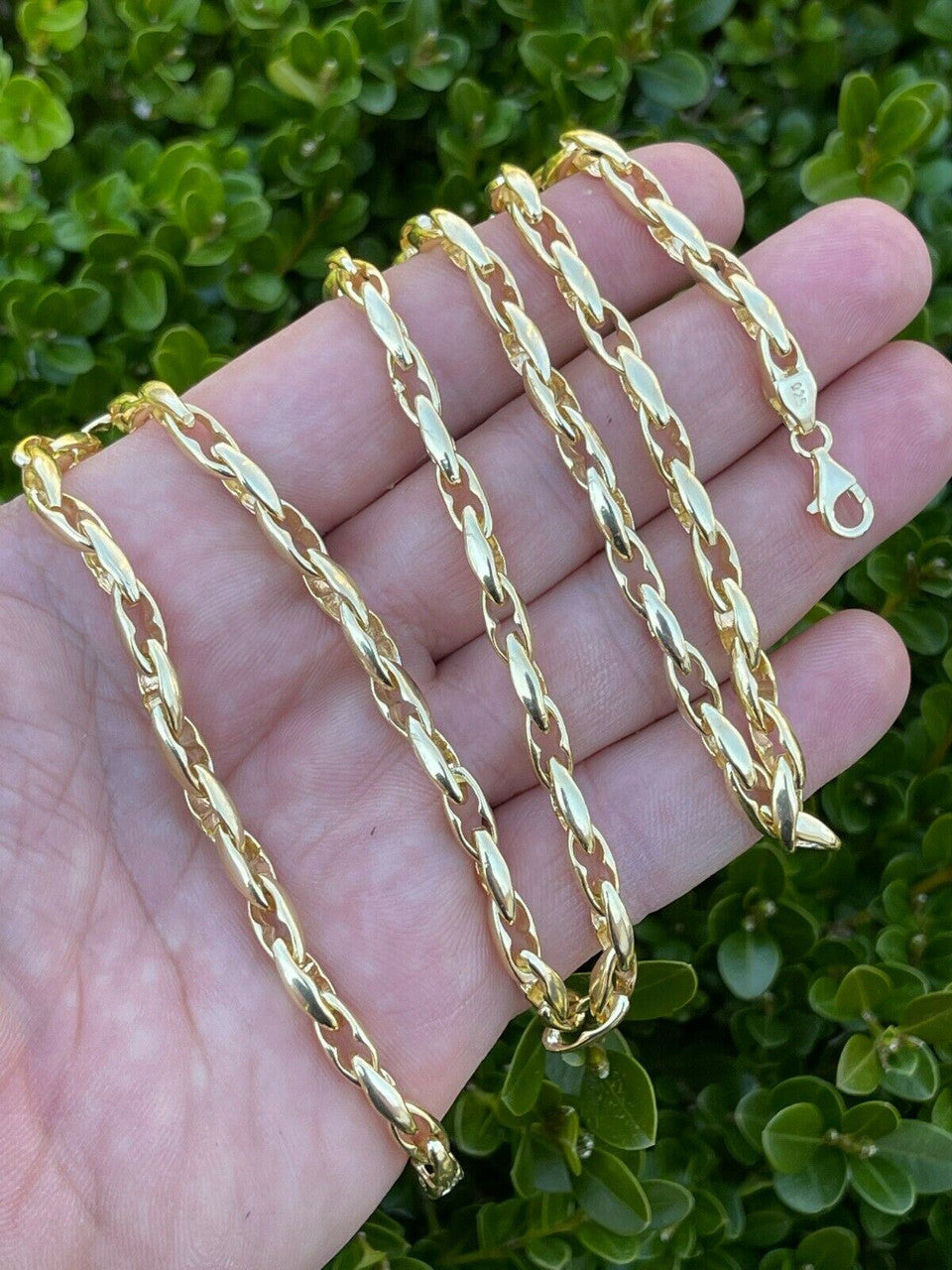 14k Gold Over 925 Silver 5mm Custom Anchor Rolo Link Chain Necklace Or Bracelet