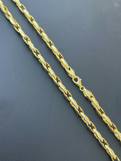 14k Gold Over 925 Silver 5mm Custom Anchor Rolo Link Chain Necklace Or Bracelet