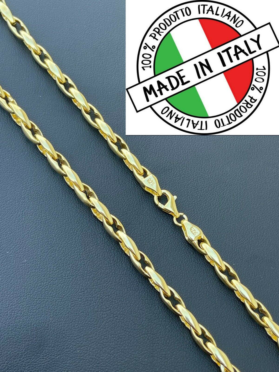 14k Gold Over 925 Silver 5mm Custom Anchor Rolo Link Chain Necklace Or Bracelet