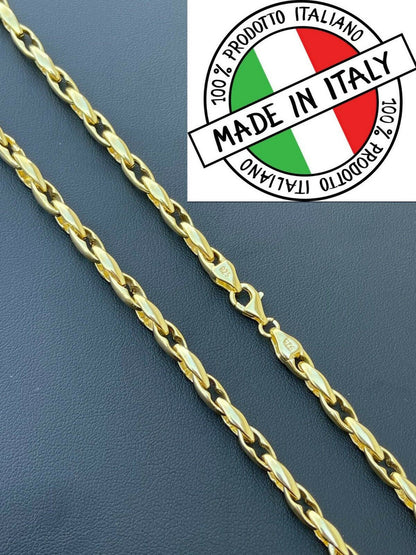 14k Gold Over 925 Silver 5mm Custom Anchor Rolo Link Chain Necklace Or Bracelet
