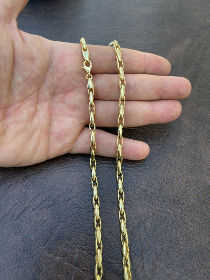 14k Gold Over 925 Silver 5mm Custom Anchor Rolo Link Chain Necklace Or Bracelet