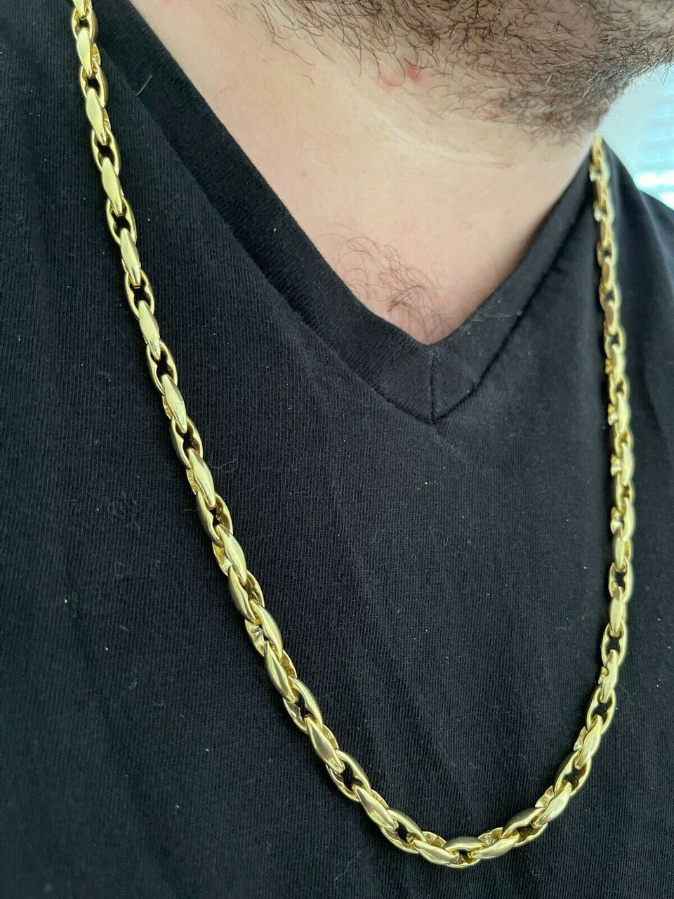 14k Gold Over 925 Silver 5mm Custom Anchor Rolo Link Chain Necklace Or Bracelet