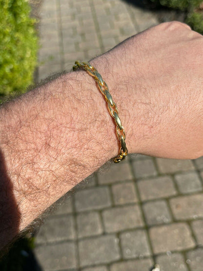 14k Gold Over 925 Silver 5mm Custom Anchor Rolo Link Chain Necklace Or Bracelet